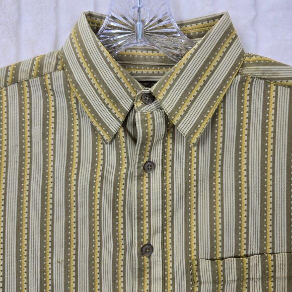Prana Shirt Men's Yellow/ Mustard Retro Stripe Long Sleeve Button Up Size S - Picture 2 of 13